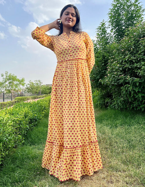 Yellow Bloom Printed Dress