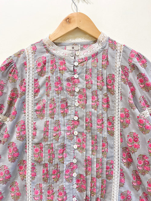Lace Block Printed Cotton Top