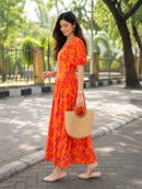 Sunset Bloom Modal Satin Dress