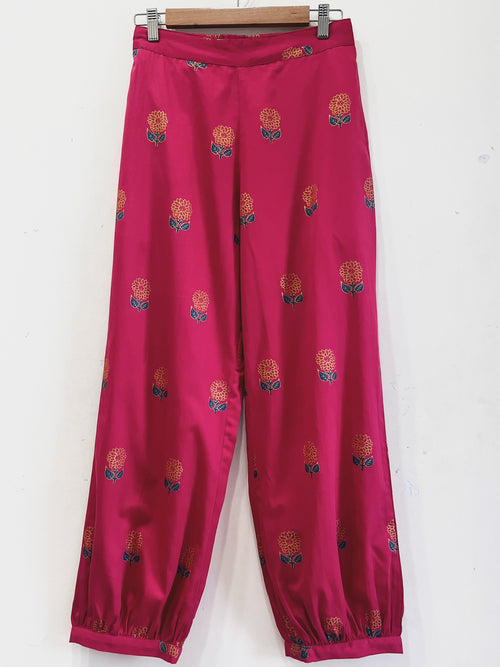 Crimson Bloom Cotton Kurta Set