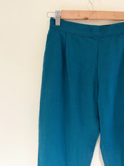Teal Narrow Leg Cotton Pants