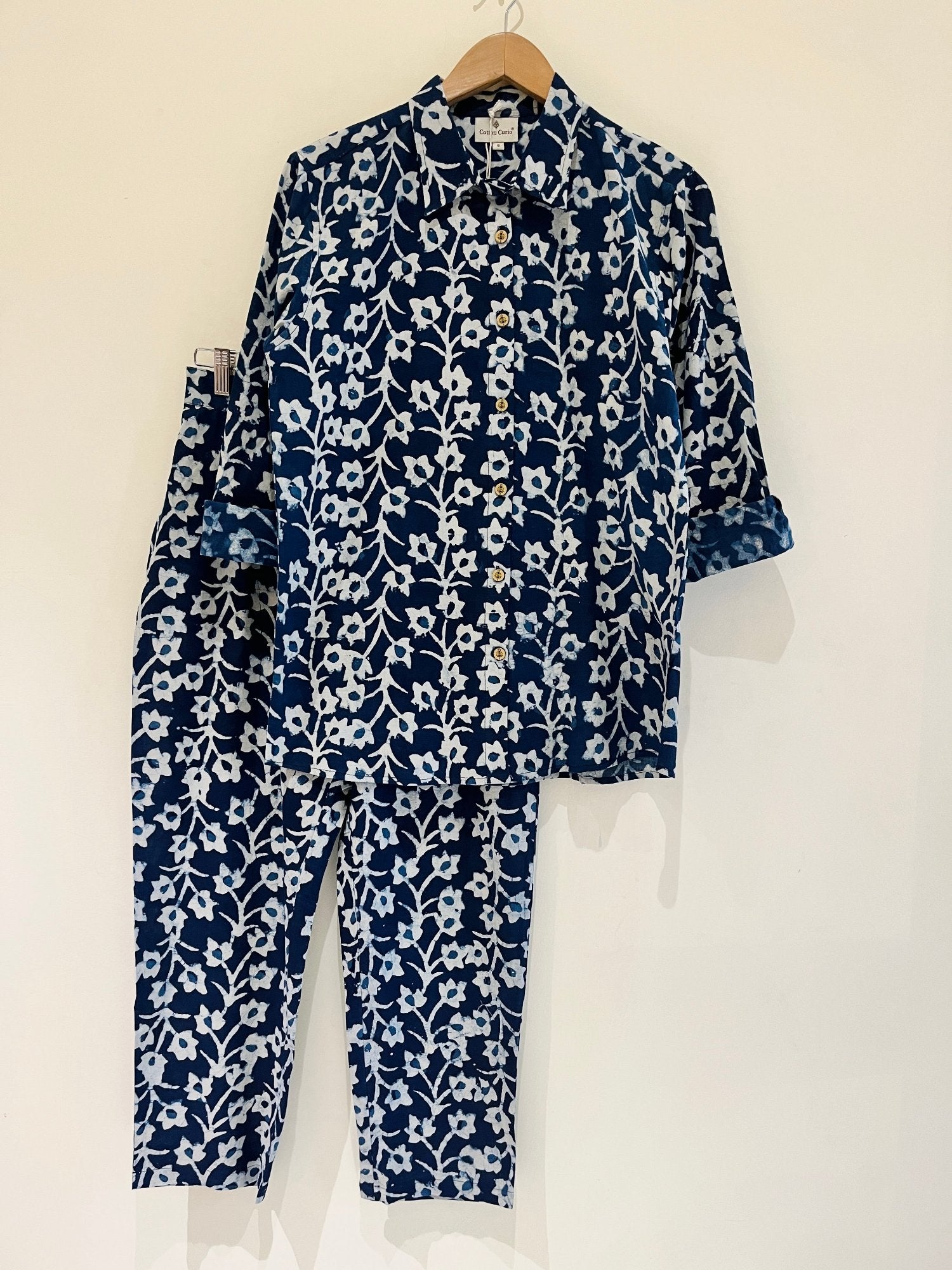 Blue Floral Vine Cotton Co-Ord set