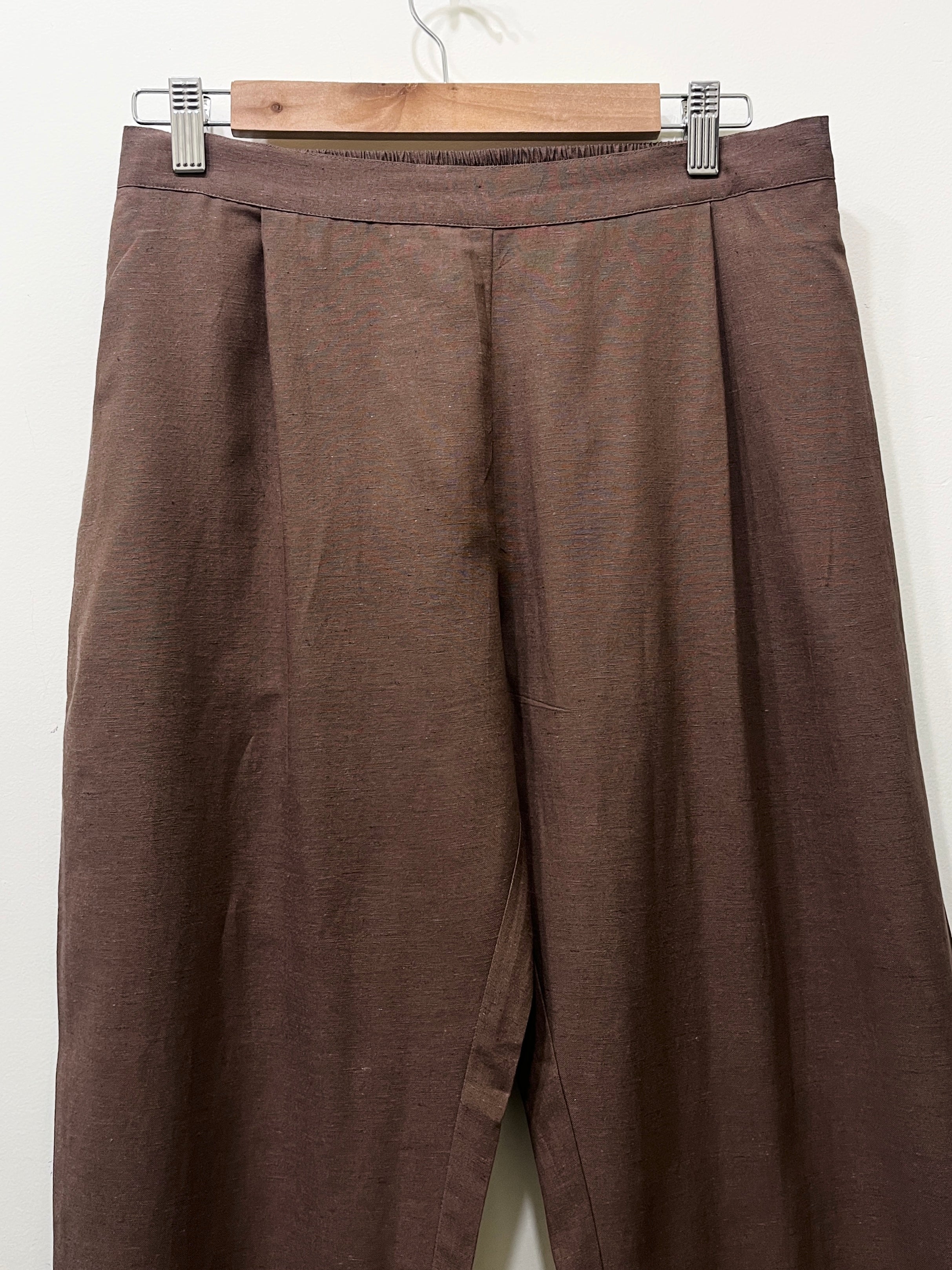 Brown Narrow Leg Cotton Pants