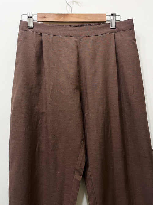 Brown Narrow Leg Cotton Pants