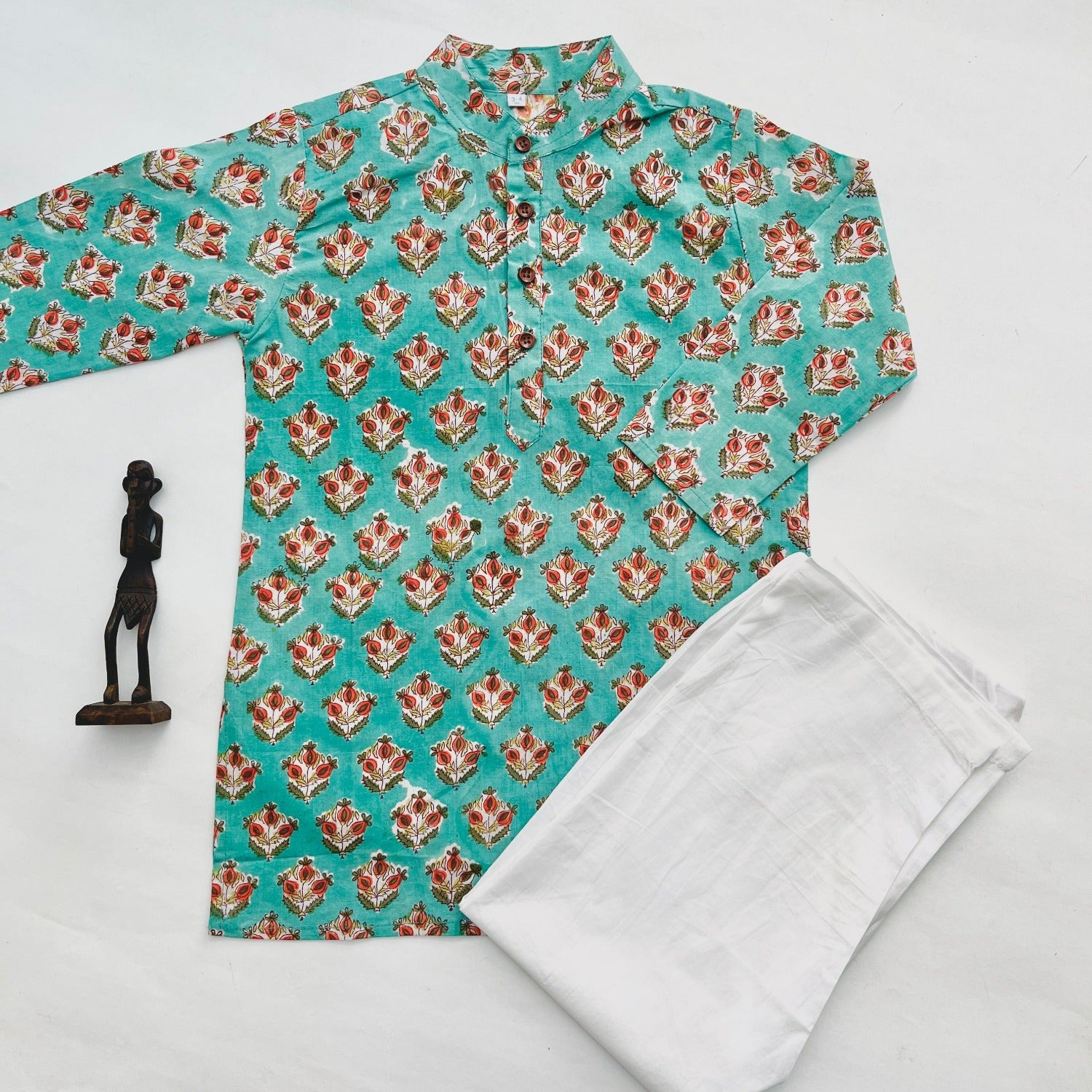 Boys Kurta with White Pants (0–8 Years)