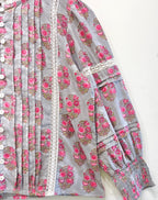 Lace Block Printed Cotton Top