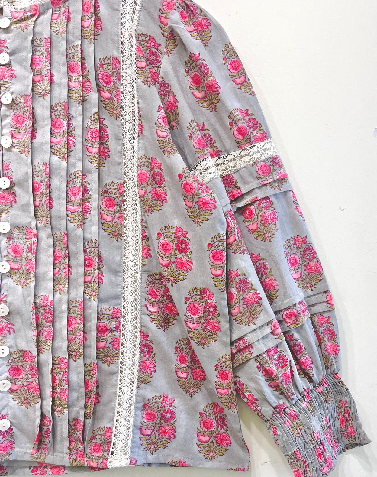 Lace Block Printed Cotton Top