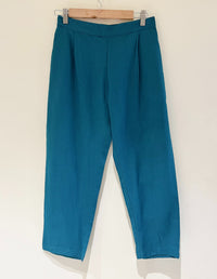 Teal Narrow Leg Cotton Pants