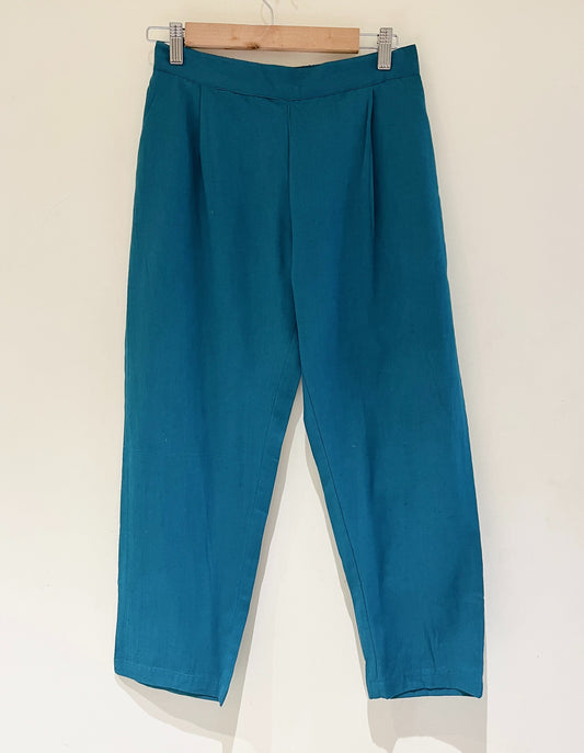 Teal Narrow Leg Cotton Pants