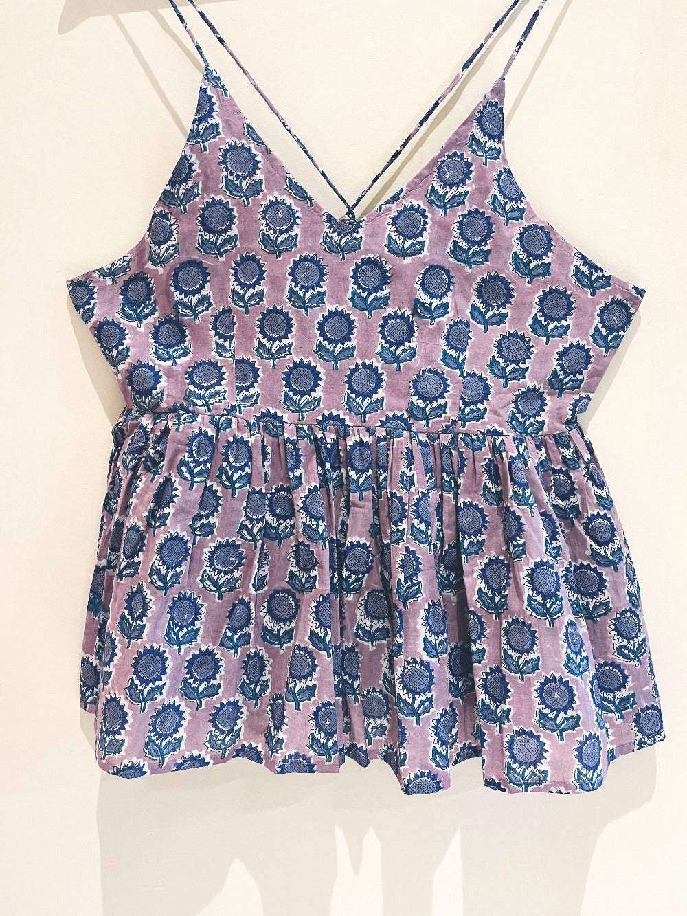 Dusty Rose Block Printed Cotton Cami Top