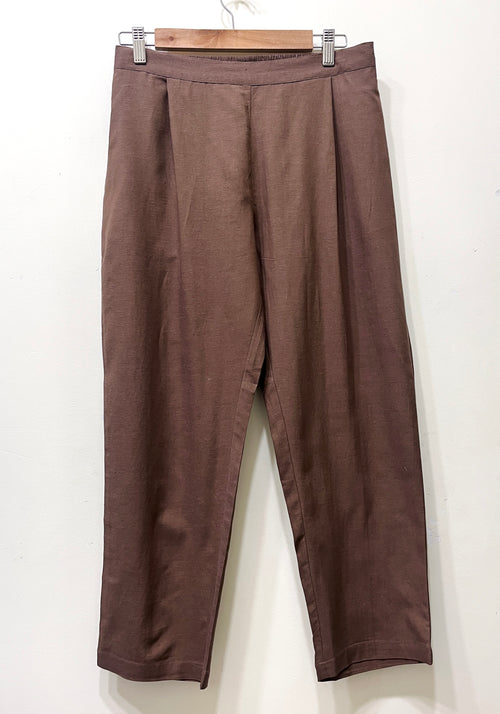 Brown Narrow Leg Cotton Pants