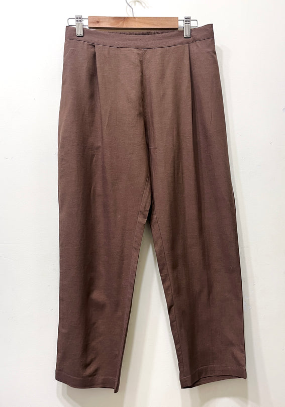 Brown Narrow Leg Cotton Pants