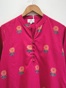 Crimson Bloom Cotton Kurta Set