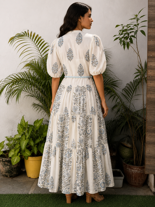 Serene Petals Chanderi Dress