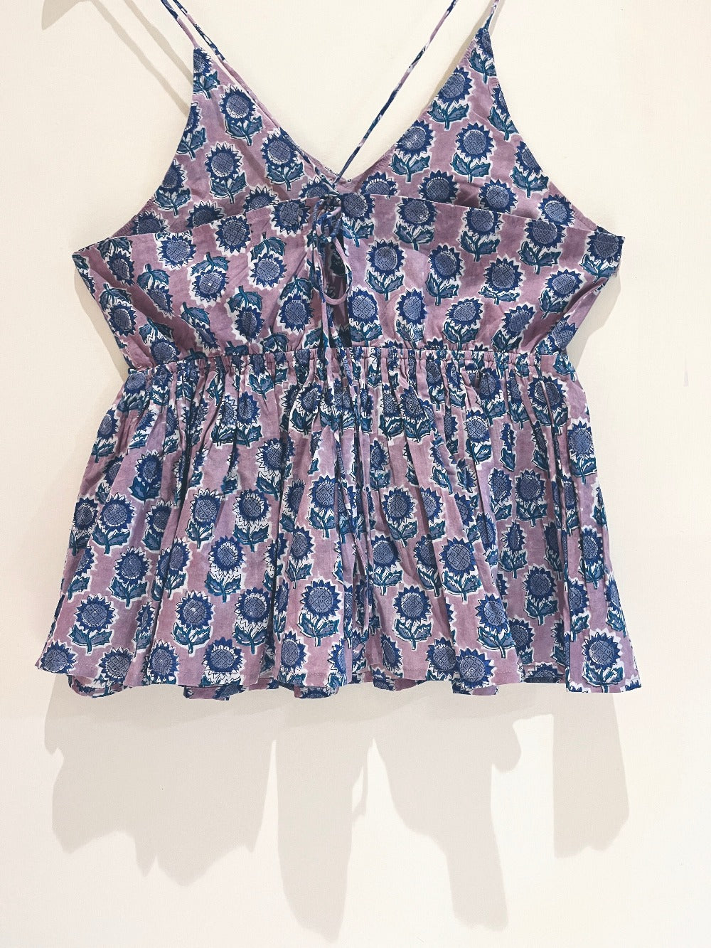 Dusty Rose Block Printed Cotton Cami Top
