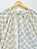 Golden Posy Gather Cotton Top