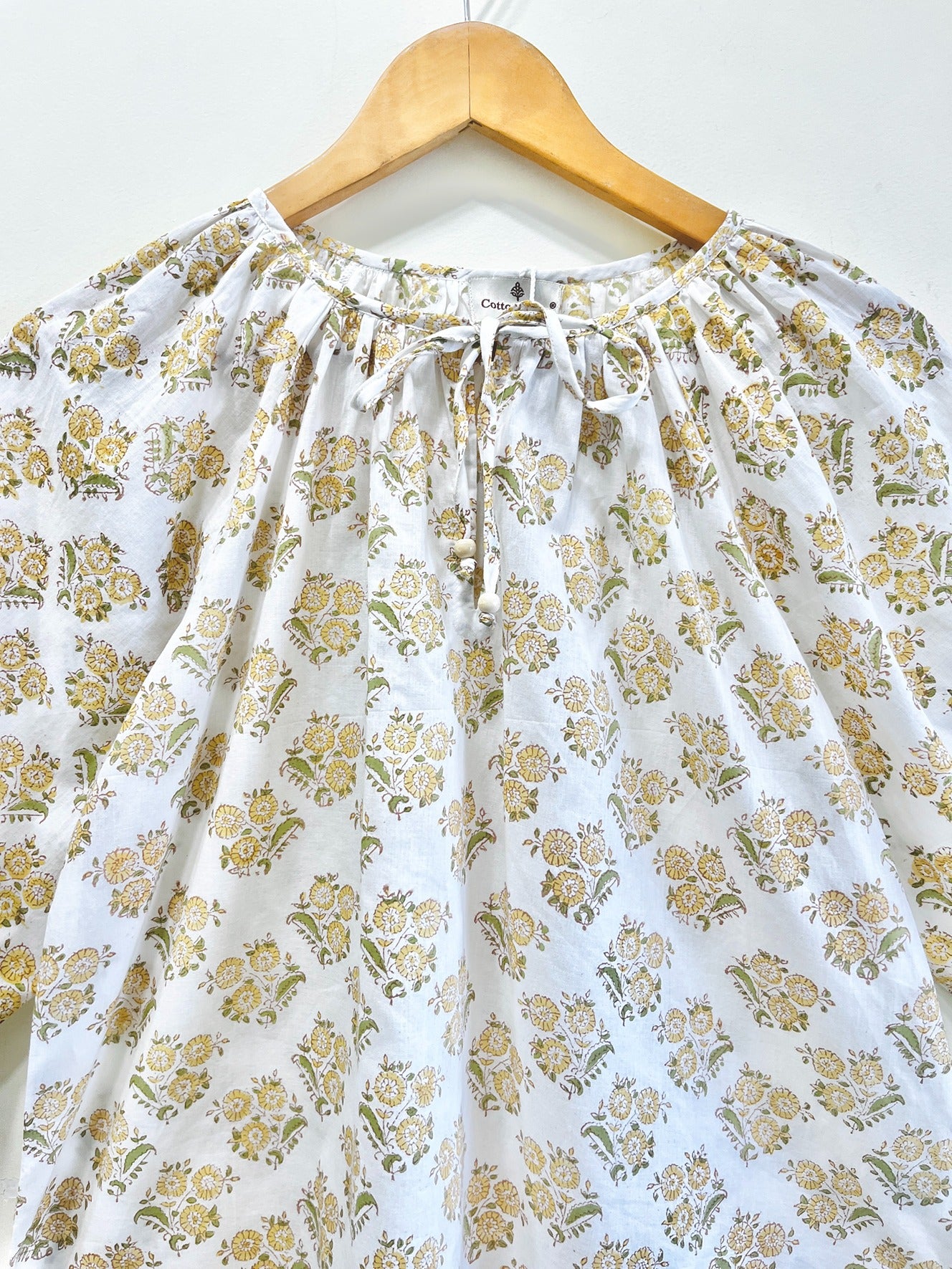 Golden Posy Gather Cotton Top