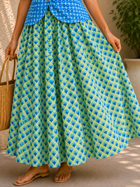 Azure Meadow Cotton Skirt