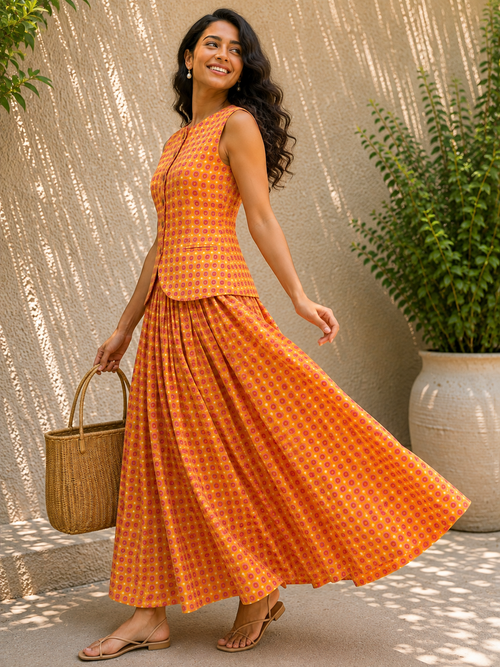 Saffron Sunset Cotton Skirt