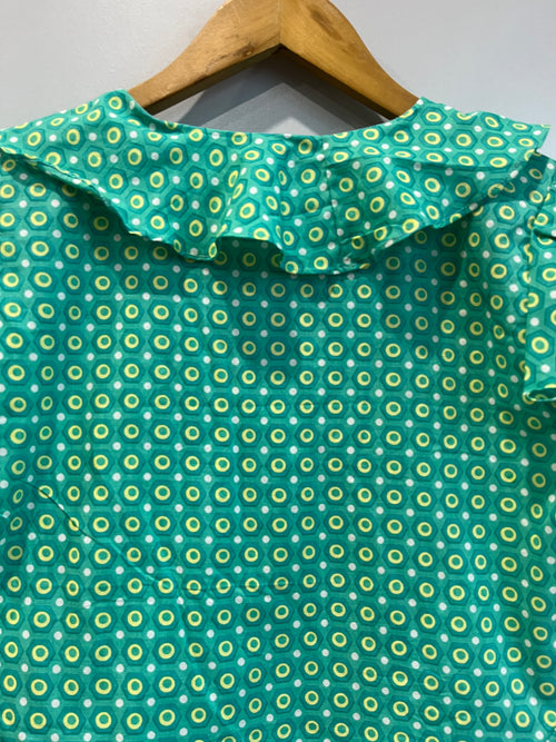 Emerald Geometric Ruffle Short Top