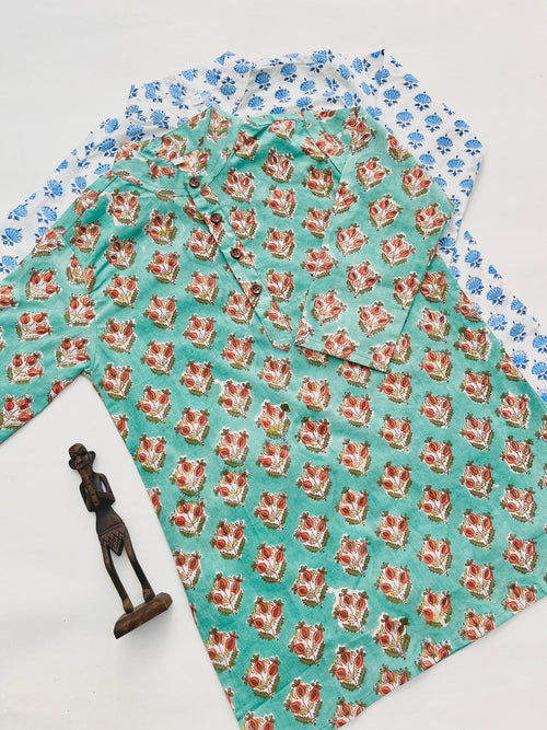 Boys Kurta with White Pants (0–8 Years)