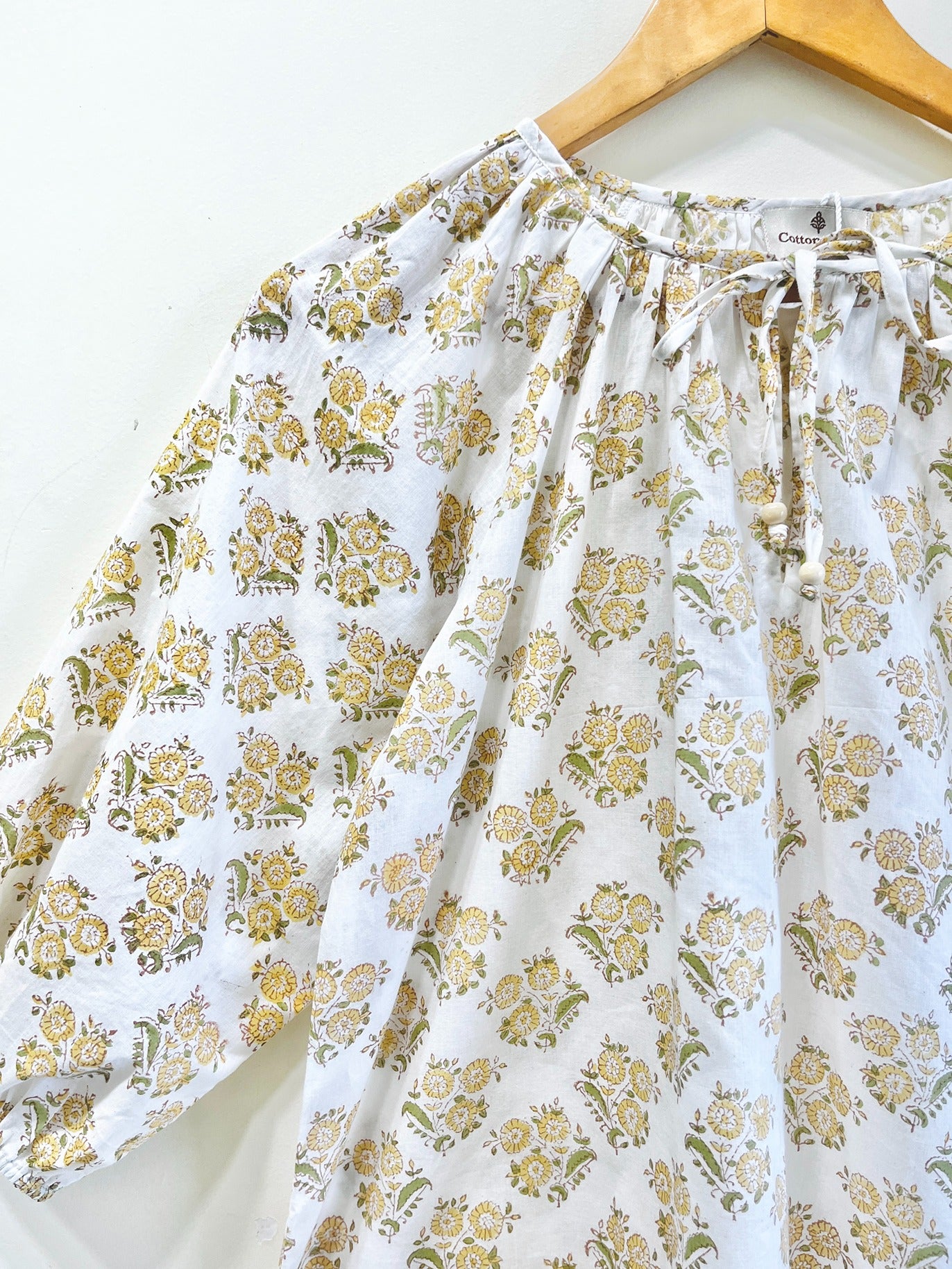 Golden Posy Gather Cotton Top