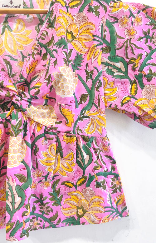 Pink Paradise Twist Cotton Short Top