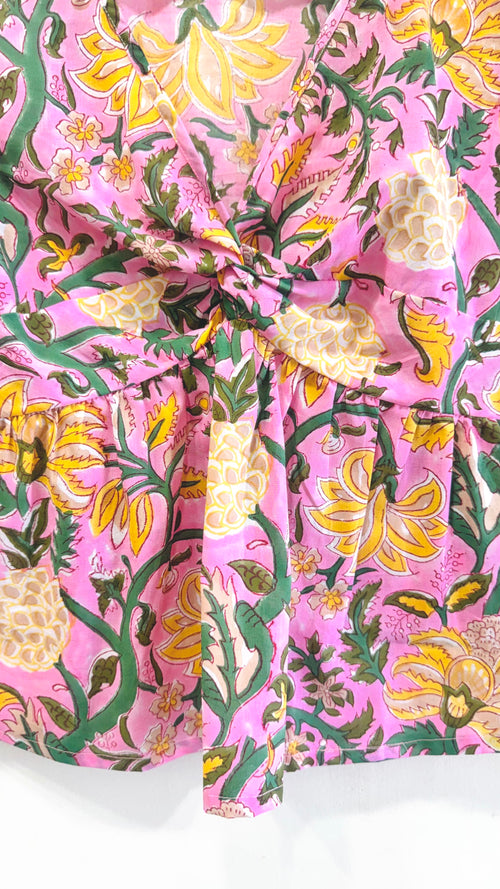 Pink Paradise Twist Cotton Short Top