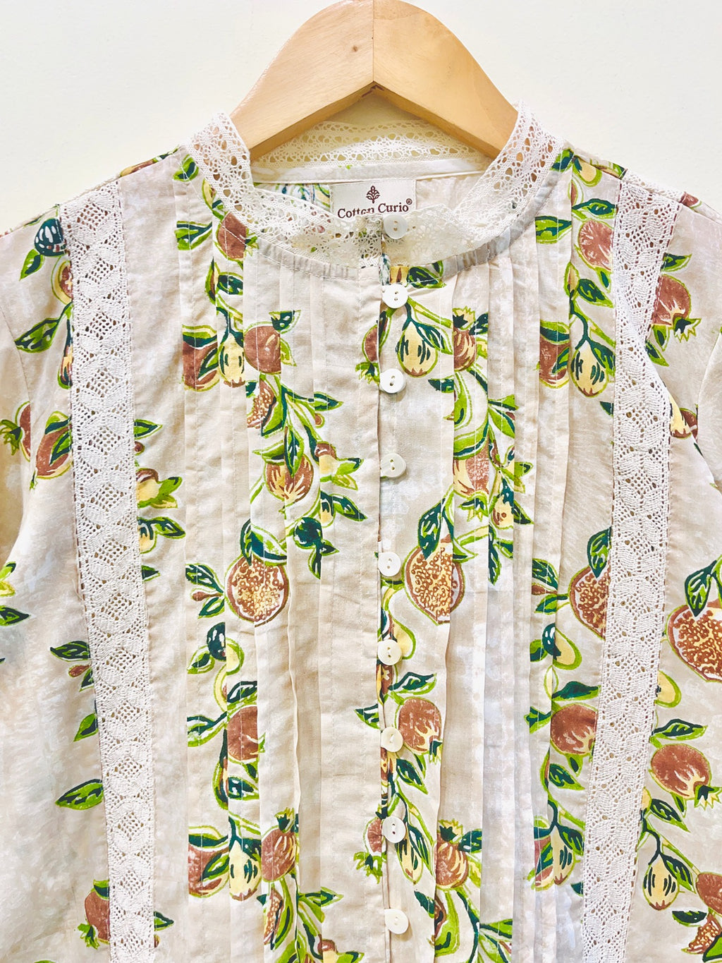 Lace Block Printed Cotton Short Top