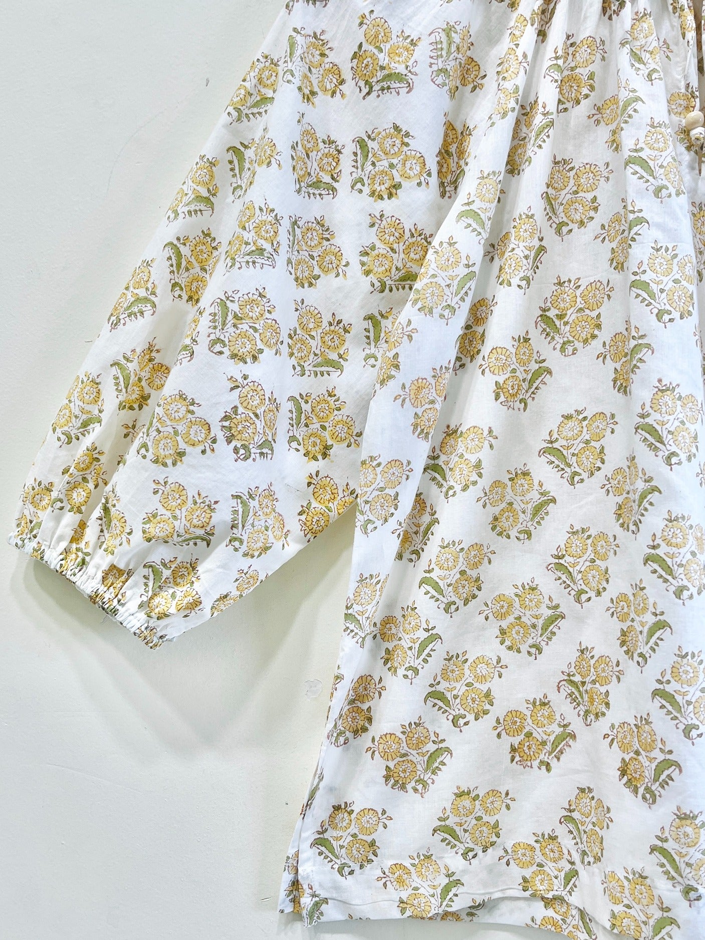 Golden Posy Gather Cotton Top