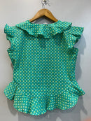 Emerald Geometric Ruffle Short Top