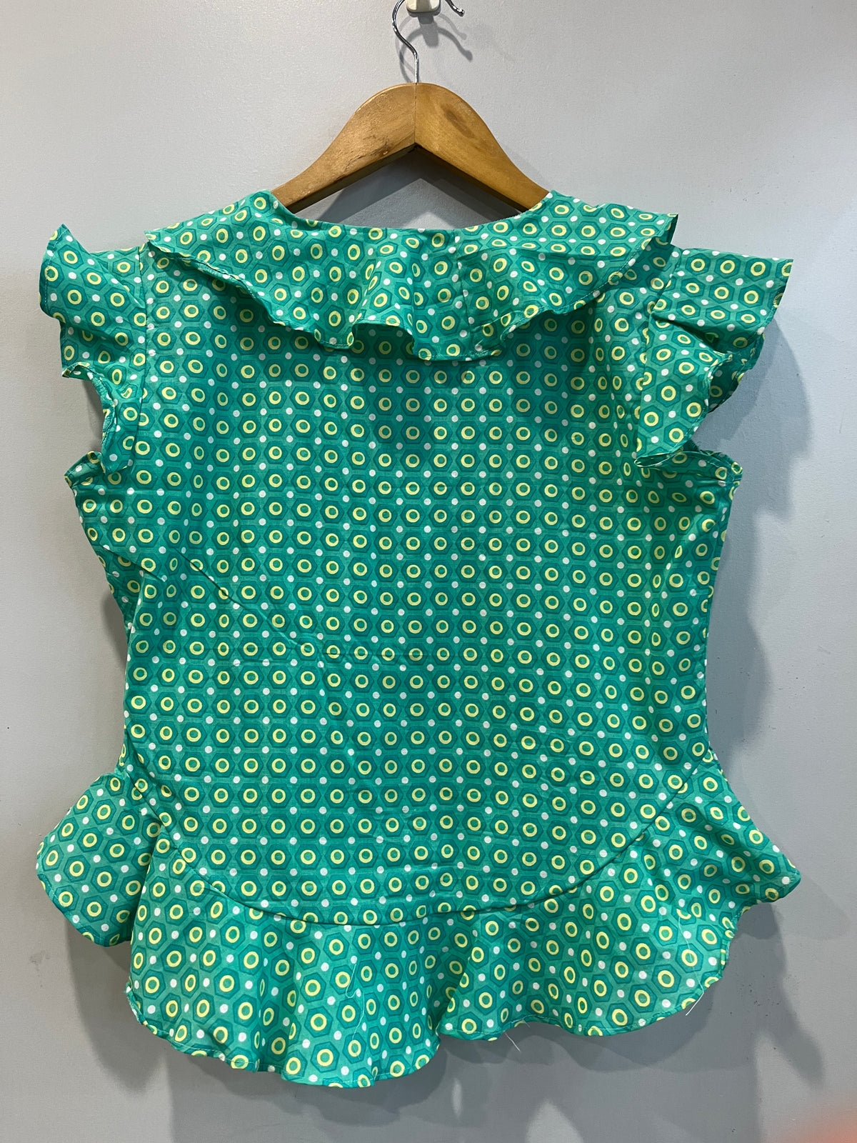Emerald Geometric Ruffle Short Top