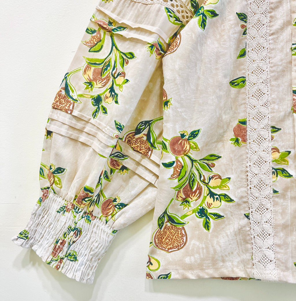 Lace Block Printed Cotton Short Top