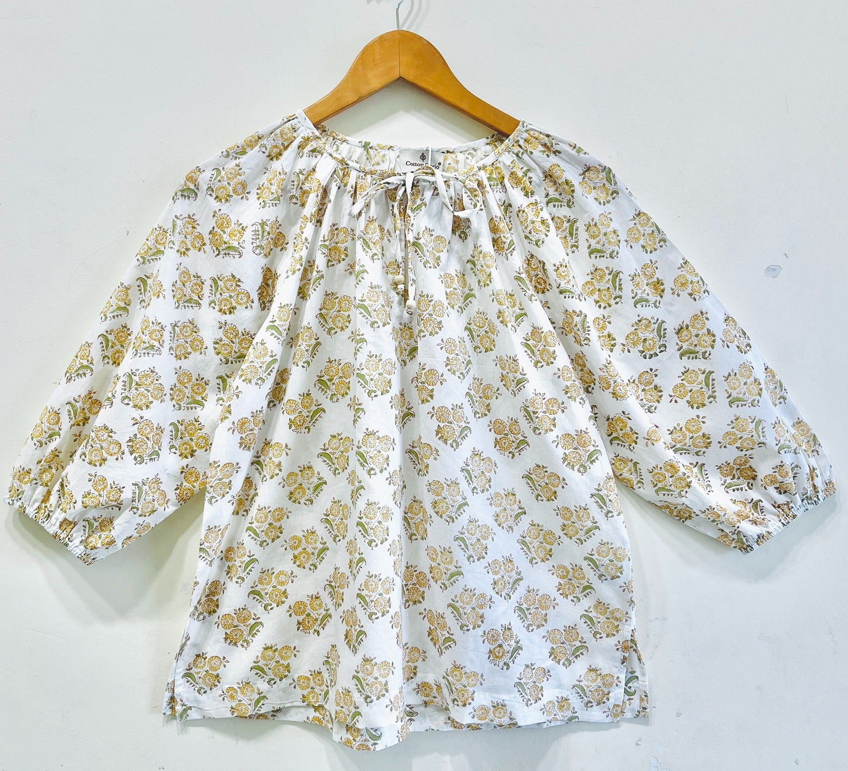 Golden Posy Gather Cotton Top