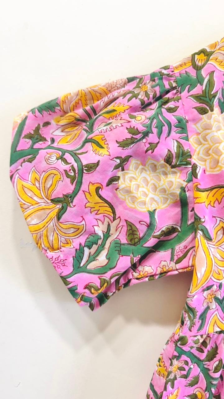 Pink Paradise Twist Cotton Short Top