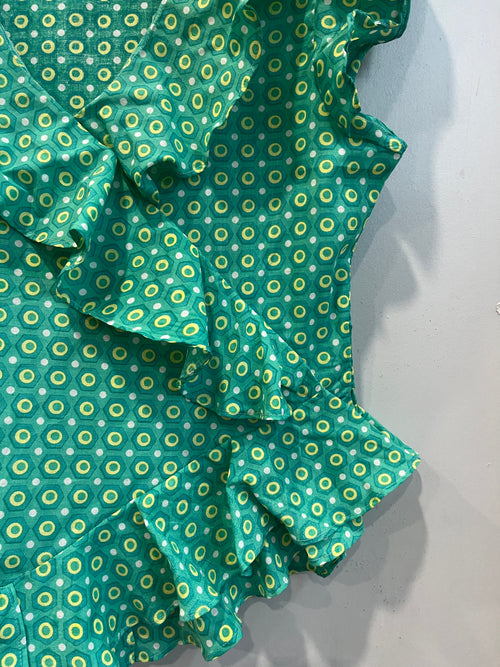 Emerald Geometric Ruffle Short Top
