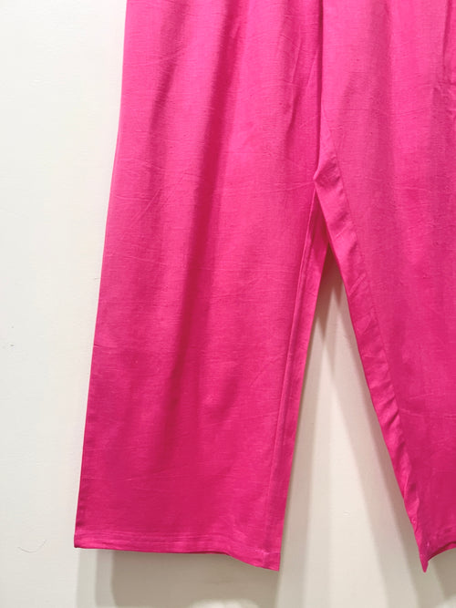 Pink Wide Leg Cotton Pants