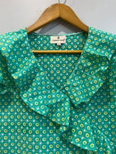 Emerald Geometric Ruffle Short Top