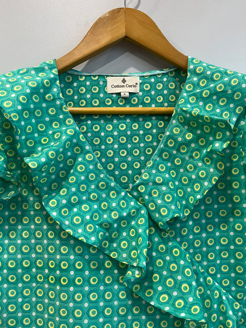 Emerald Geometric Ruffle Short Top