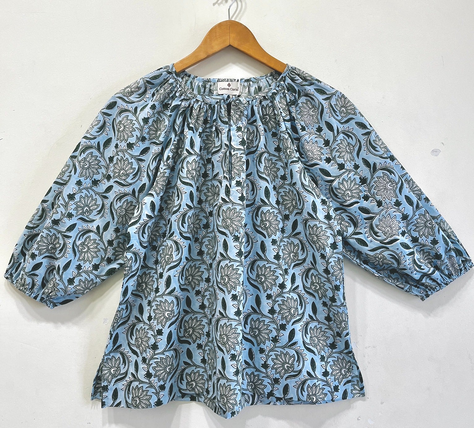 Indigo Garden Gather Cotton Top