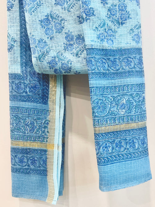 Block Printed Kota Doria Dupatta