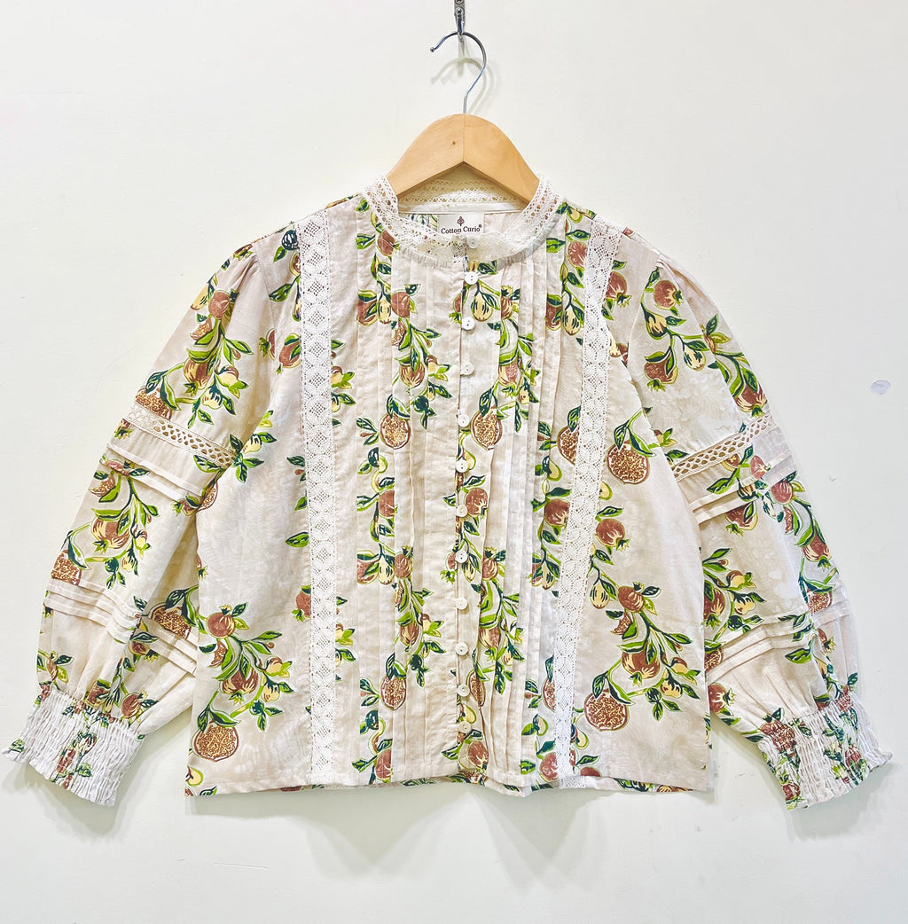 Lace Block Printed Cotton Short Top