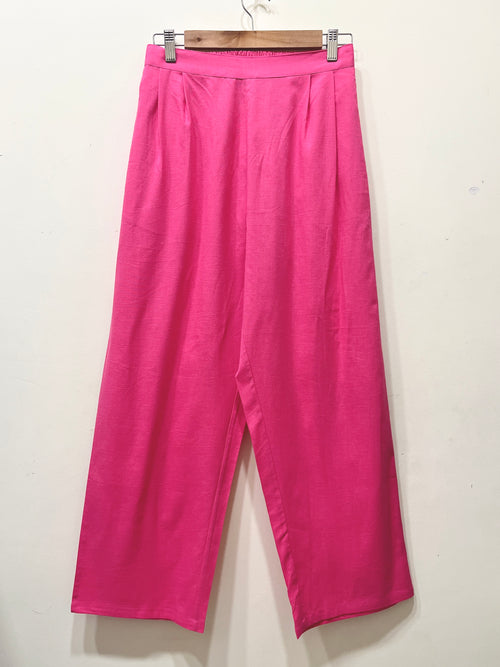 Pink Wide Leg Cotton Pants