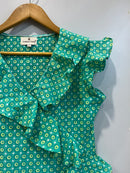 Emerald Geometric Ruffle Short Top