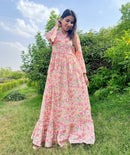 Peachy Floral Printed Dress