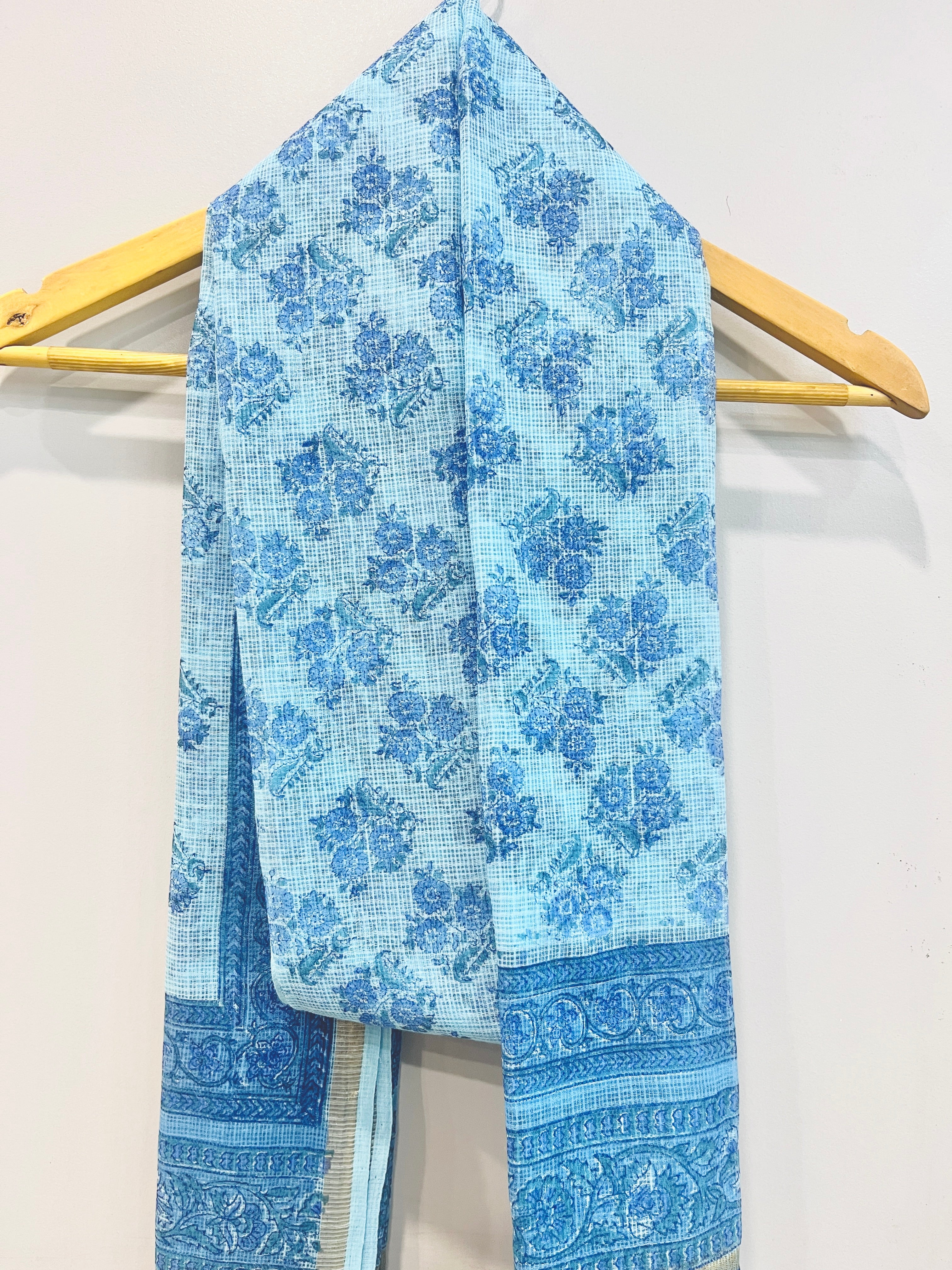 Block Printed Kota Doria Dupatta