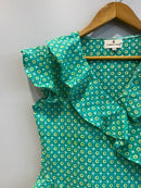 Emerald Geometric Ruffle Short Top