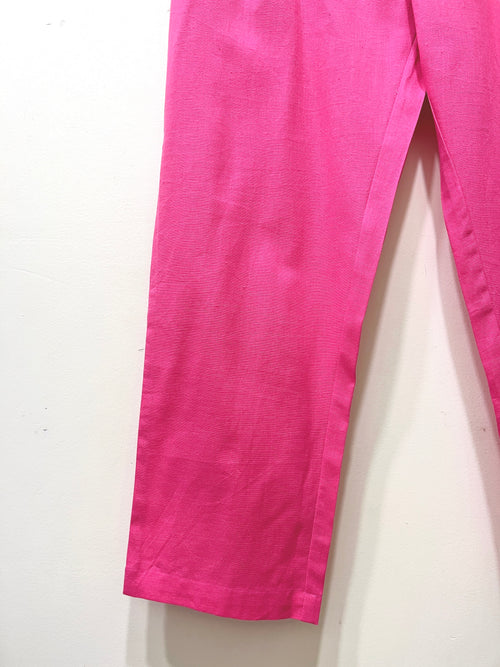 Pink Narrow Leg Cotton Pants