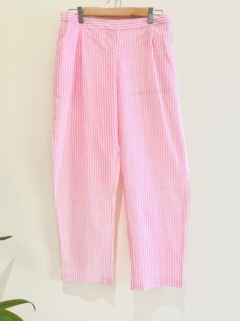 Baby Pink Stripe Printed Co-Ord Set