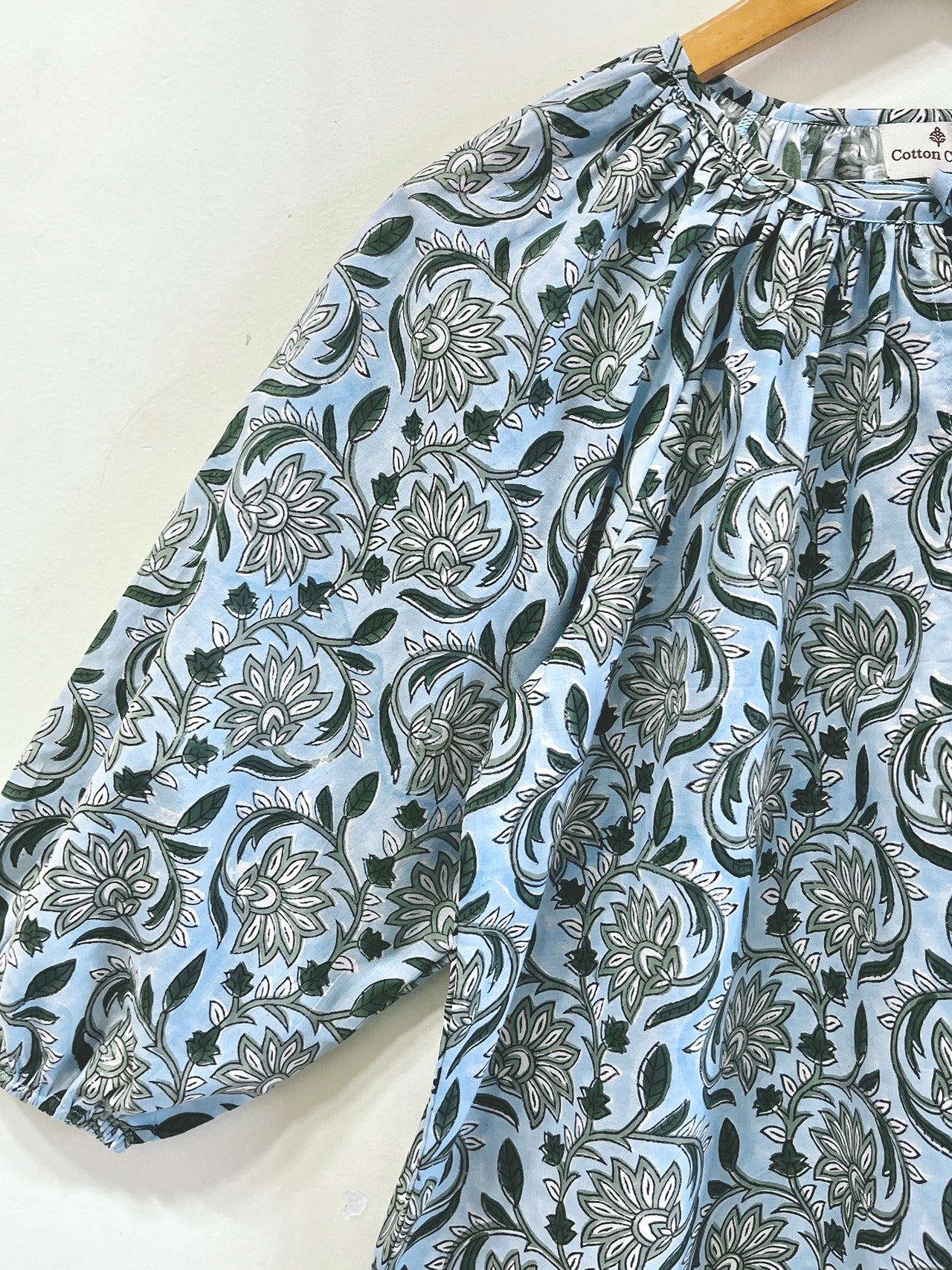 Indigo Garden Gather Cotton Top